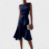 Éveline | Women's Sleeveless Asymmetric Drape Midi Dress