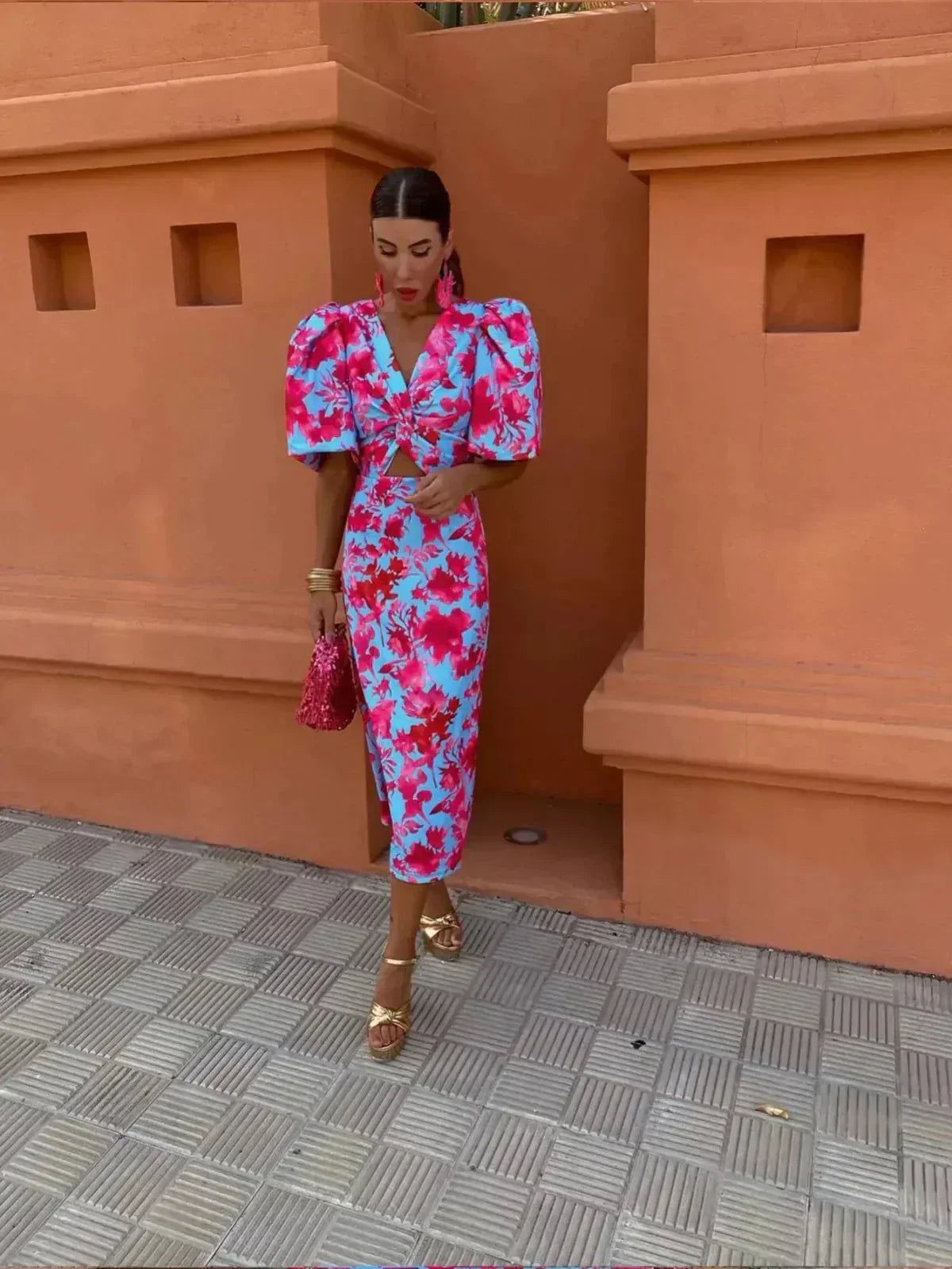 Daphne | Wedding Guest Wrap Dress with Puff Sleeves