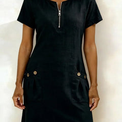 Nolette | Women's A-Line Short-Sleeve Dress with Pockets