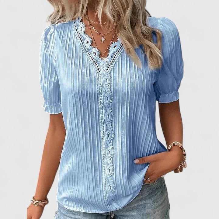 Margot | Women's V-Neck Short Sleeve Blouse
