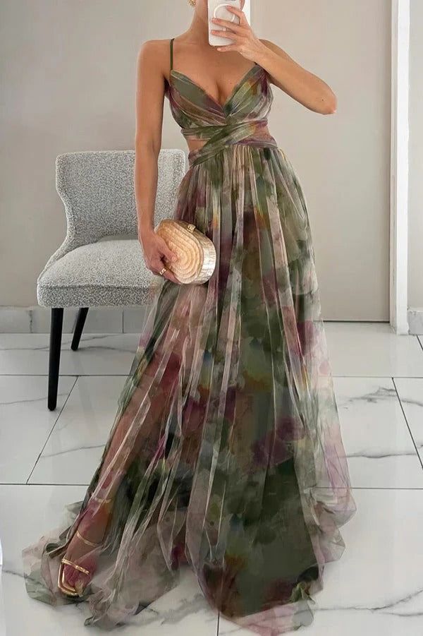 Céleste | Wedding Guest V-Neck Maxi Dress for Women