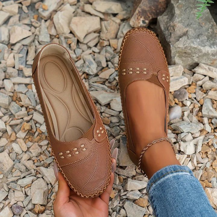 Fleur | Women's Mary Jane Perforated Flat Slip-On
