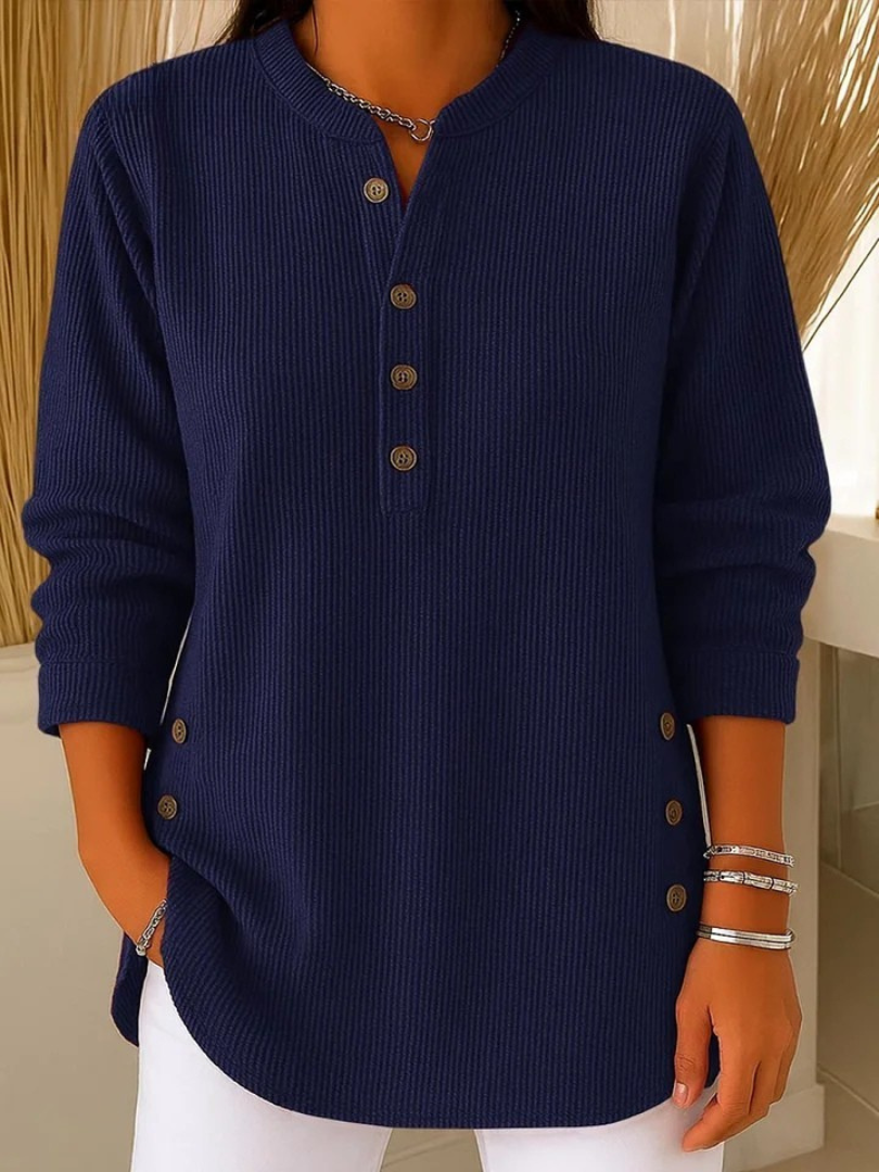 Gabrielle | Women's Ribbed Button-Front Tunic Sweater