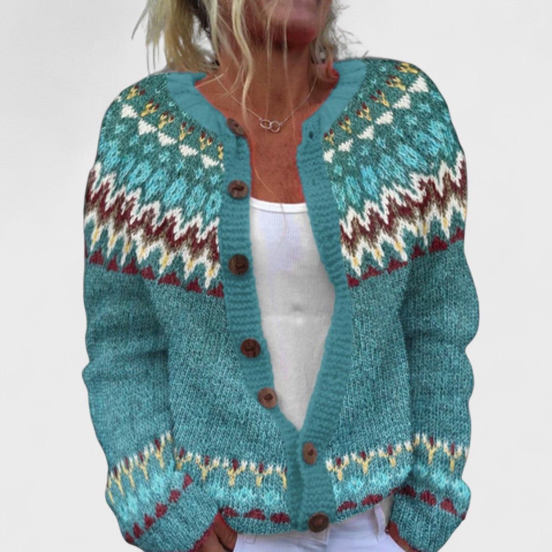 Greta | Women's Relaxed-Fit Patterned Knit Cardigan