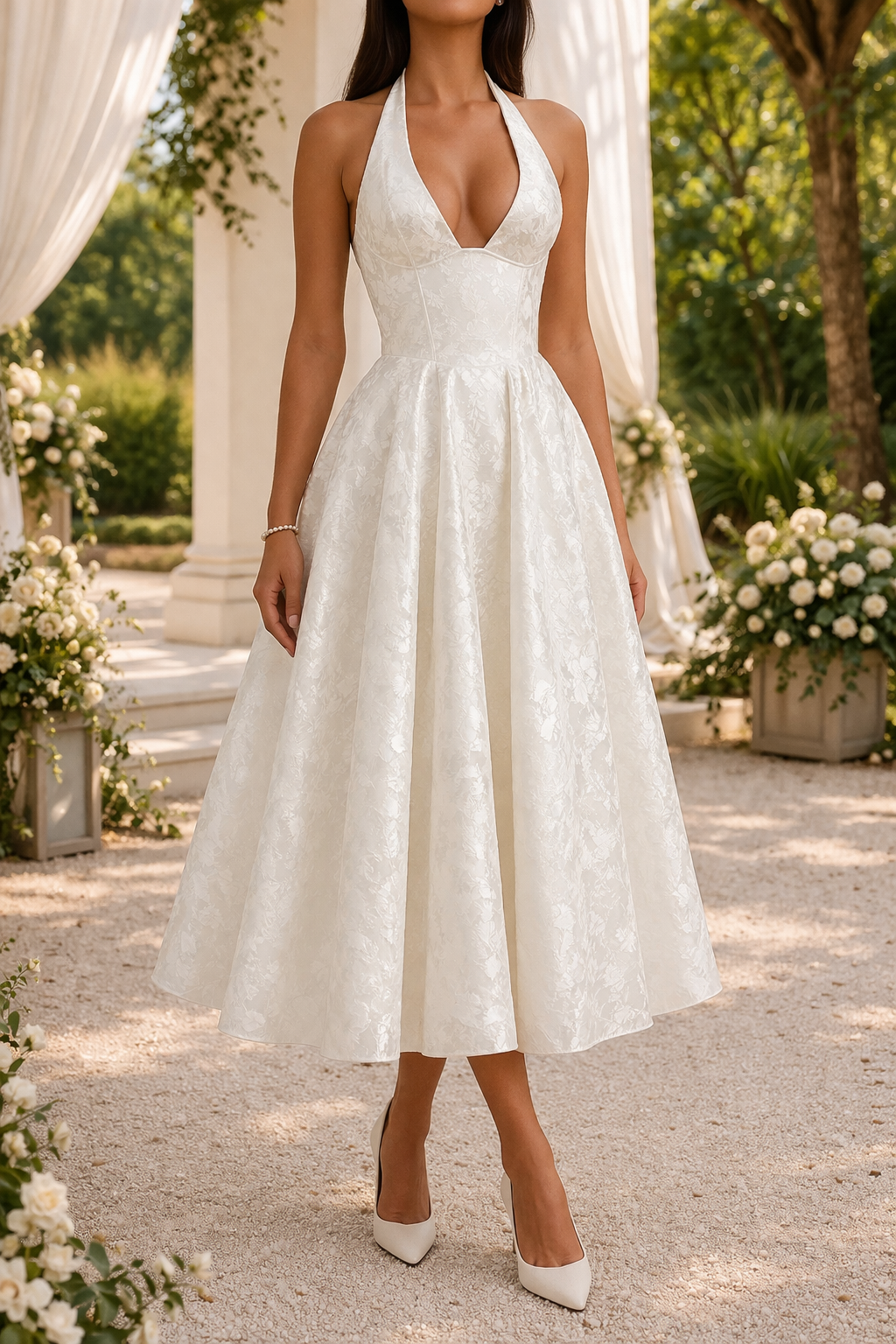 Harlan | Wedding Guest Halterneck Midi Dress for Women