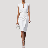 Margaux | Wedding Guest Sleeveless Midi Dress with Keyhole Neckline for Women