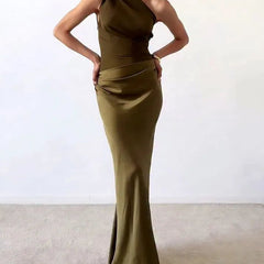 Nadège | Wedding Guest One-Shoulder Pleated Maxi Dress