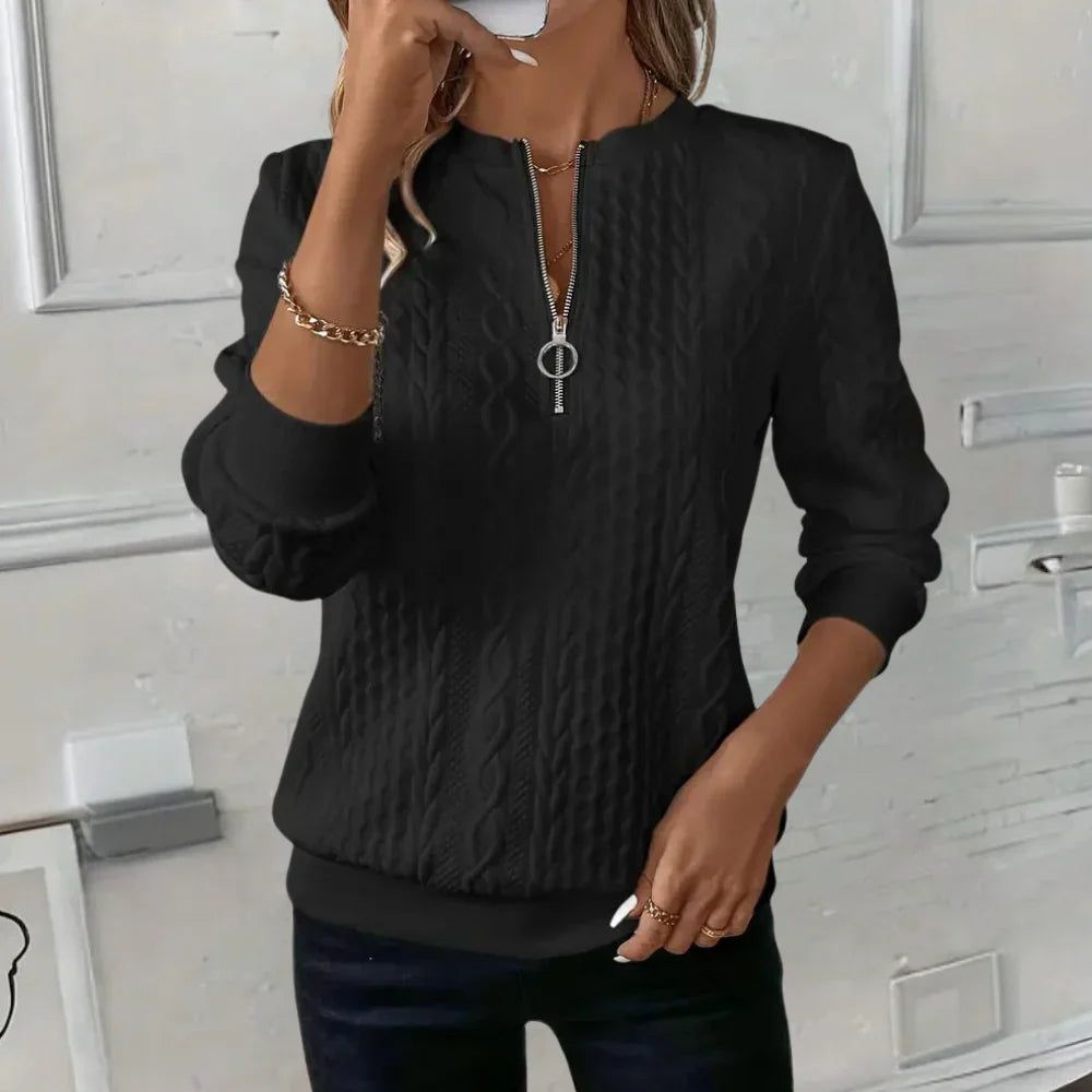 Imara | Women's V-Neck Zip-Detail Sweater