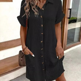 Josephine | Women's Button Front Short Sleeve Shirt Dress