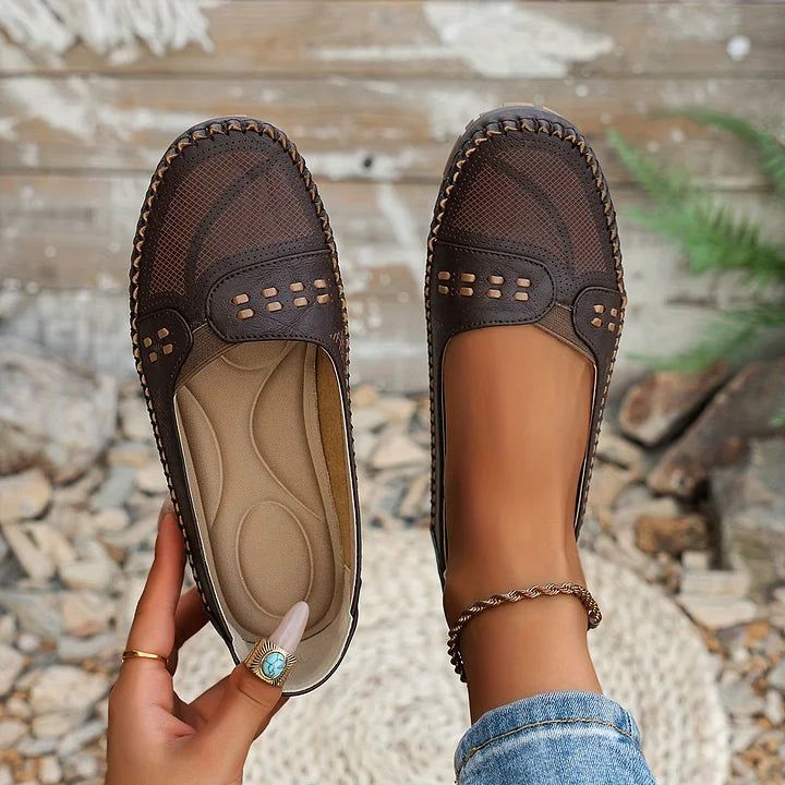 Fleur | Women's Mary Jane Perforated Flat Slip-On