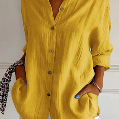 Odette | Women's Relaxed-Fit V-Neck Button Down Shirt