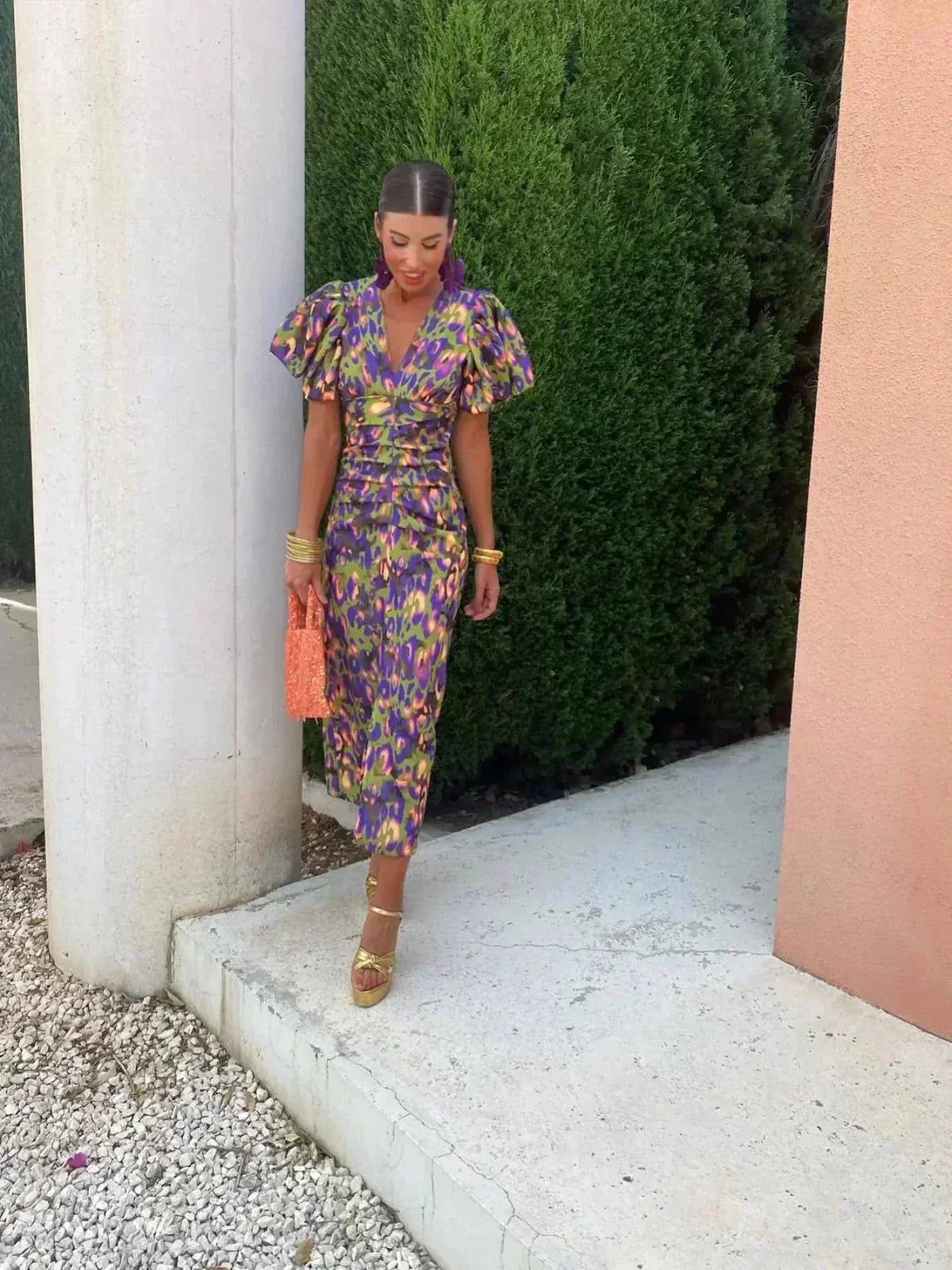 Daphne | Wedding Guest Wrap Dress with Puff Sleeves