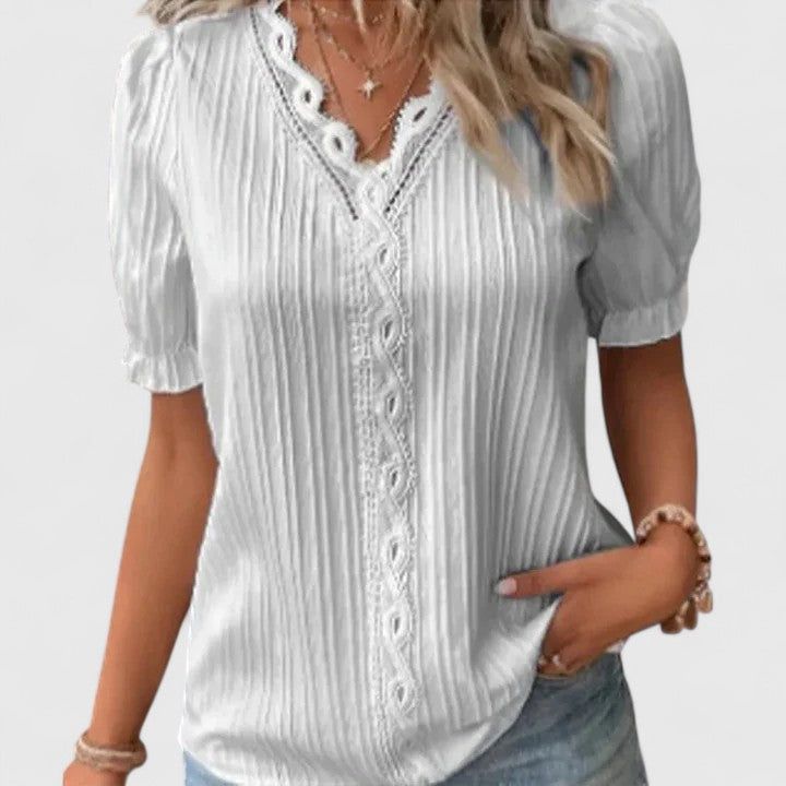 Margot | Women's V-Neck Short Sleeve Blouse