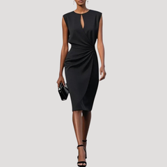 Margaux | Wedding Guest Sleeveless Midi Dress with Keyhole Neckline for Women