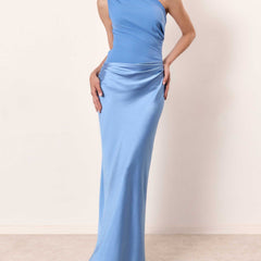 Nadège | Wedding Guest One-Shoulder Pleated Maxi Dress
