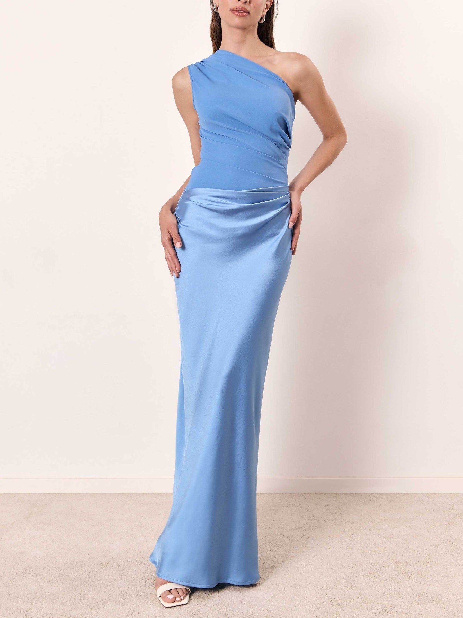 Nadège | Wedding Guest One-Shoulder Pleated Maxi Dress