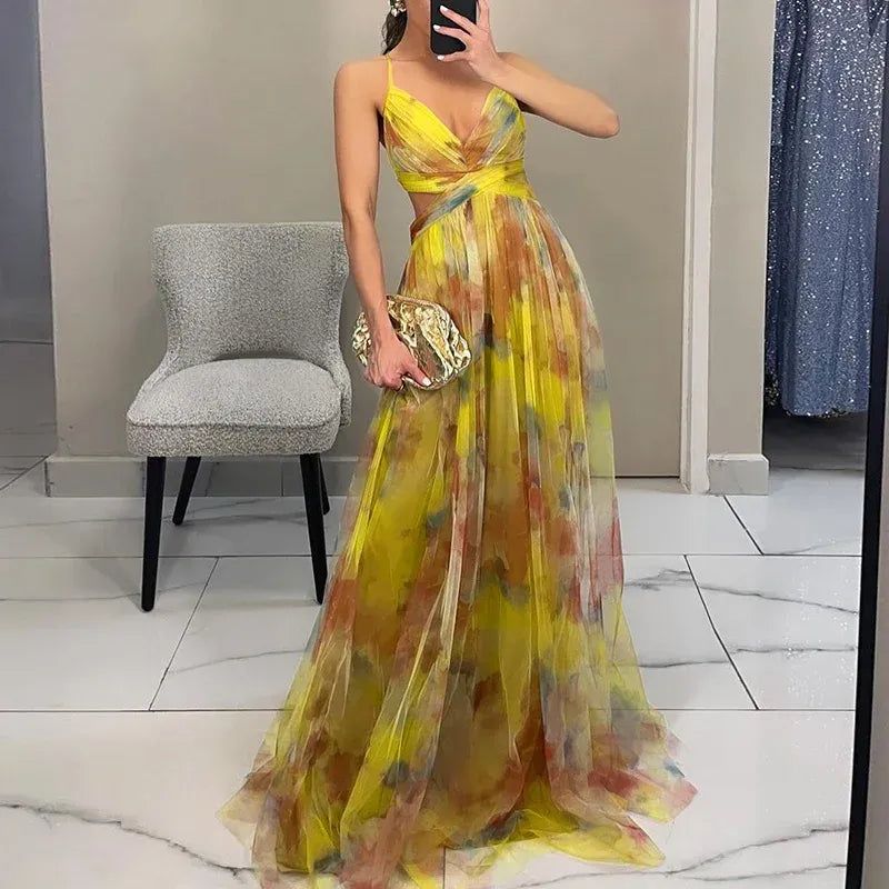 Céleste | Wedding Guest V-Neck Maxi Dress for Women