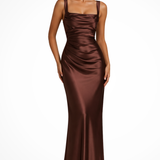 Marisette | Wedding Guest Ruched Square Neck Maxi Dress