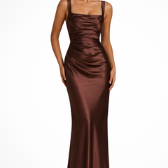 Marisette | Wedding Guest Ruched Square Neck Maxi Dress