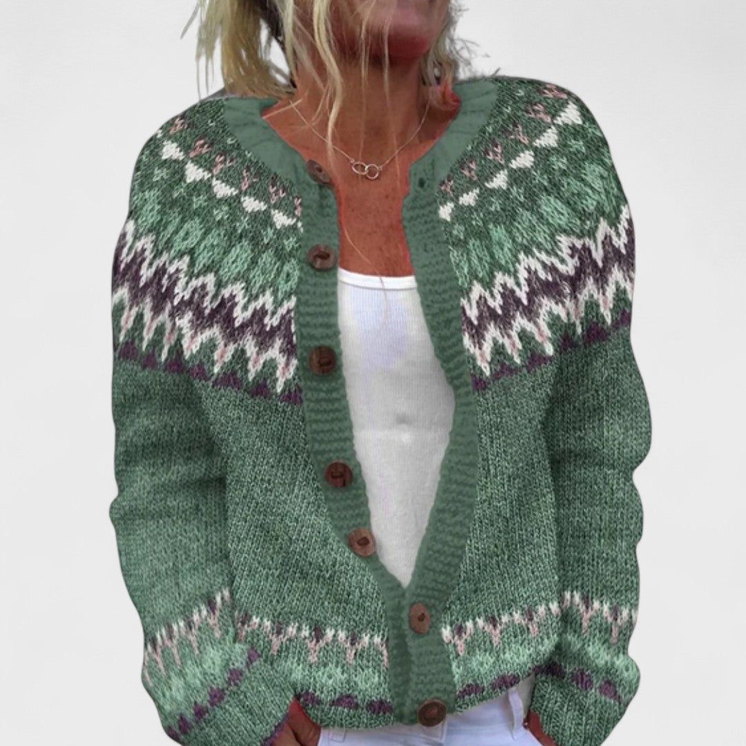 Greta | Women's Relaxed-Fit Patterned Knit Cardigan