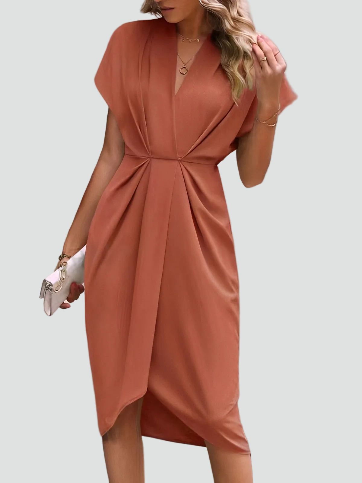 Adalyn | Wedding Guest Wrap Midi Dress with V-Neck for Women