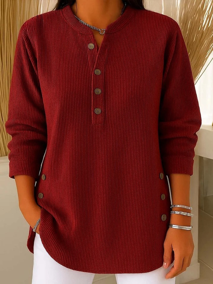 Gabrielle | Women's Ribbed Button-Front Tunic Sweater
