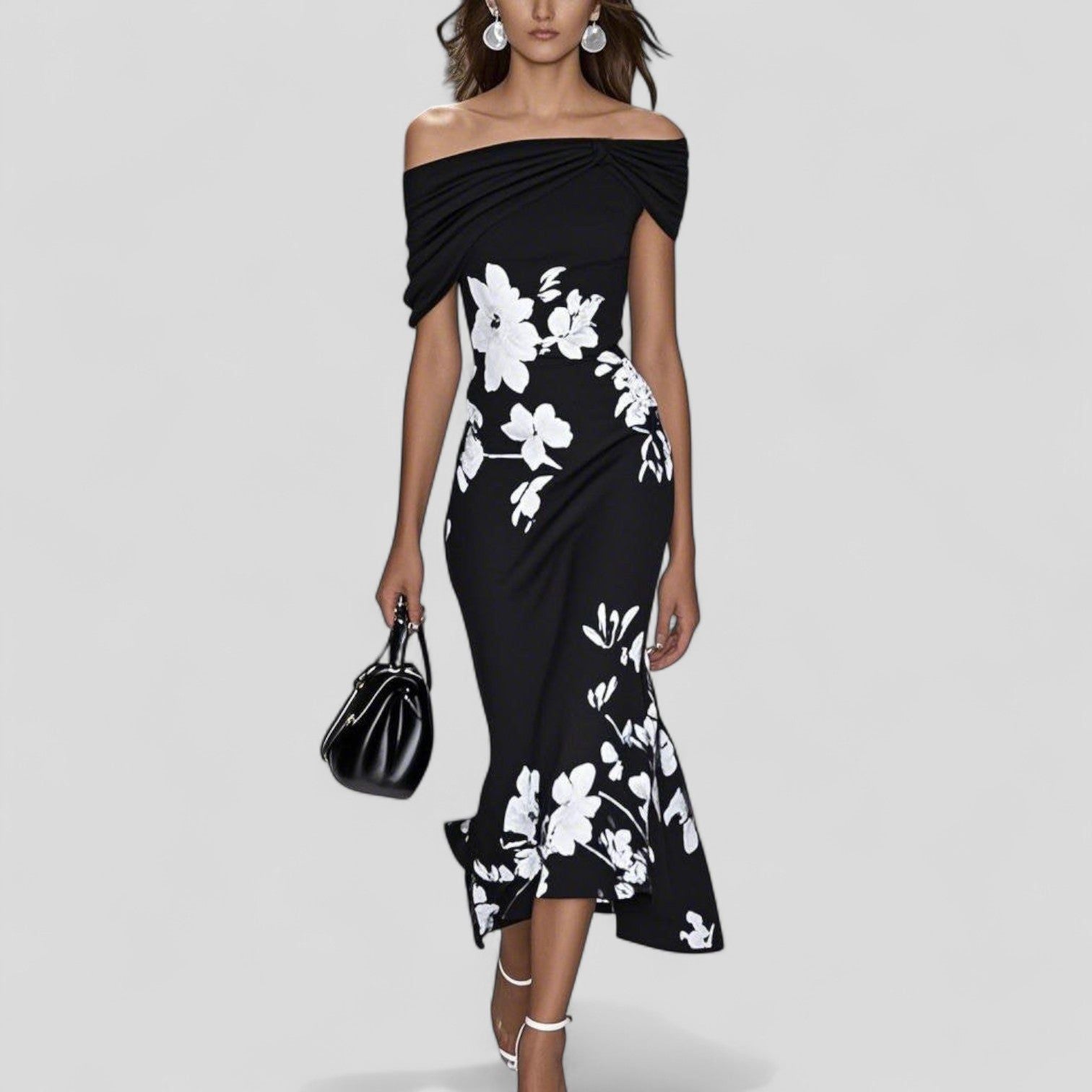 Amélie | Women's Floral Fitted Midi Dress