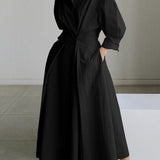 Eleanor | Women's V-Neck Long Sleeve Midi Dress – Weekend Errands
