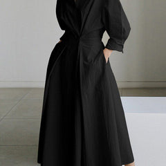 Eleanor | Women's V-Neck Long Sleeve Midi Dress – Weekend Errands