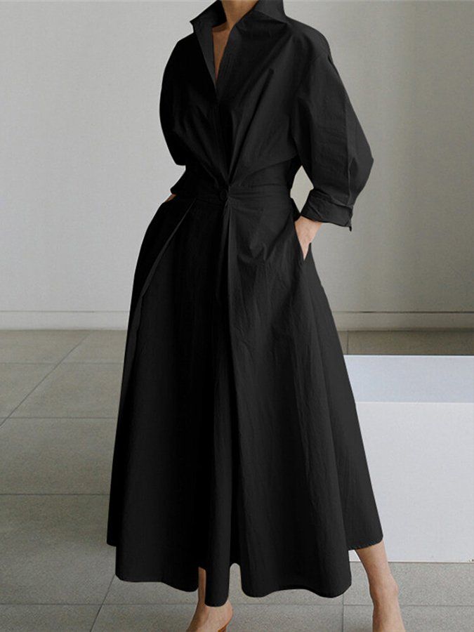 Eleanor | Women's V-Neck Long Sleeve Midi Dress – Weekend Errands