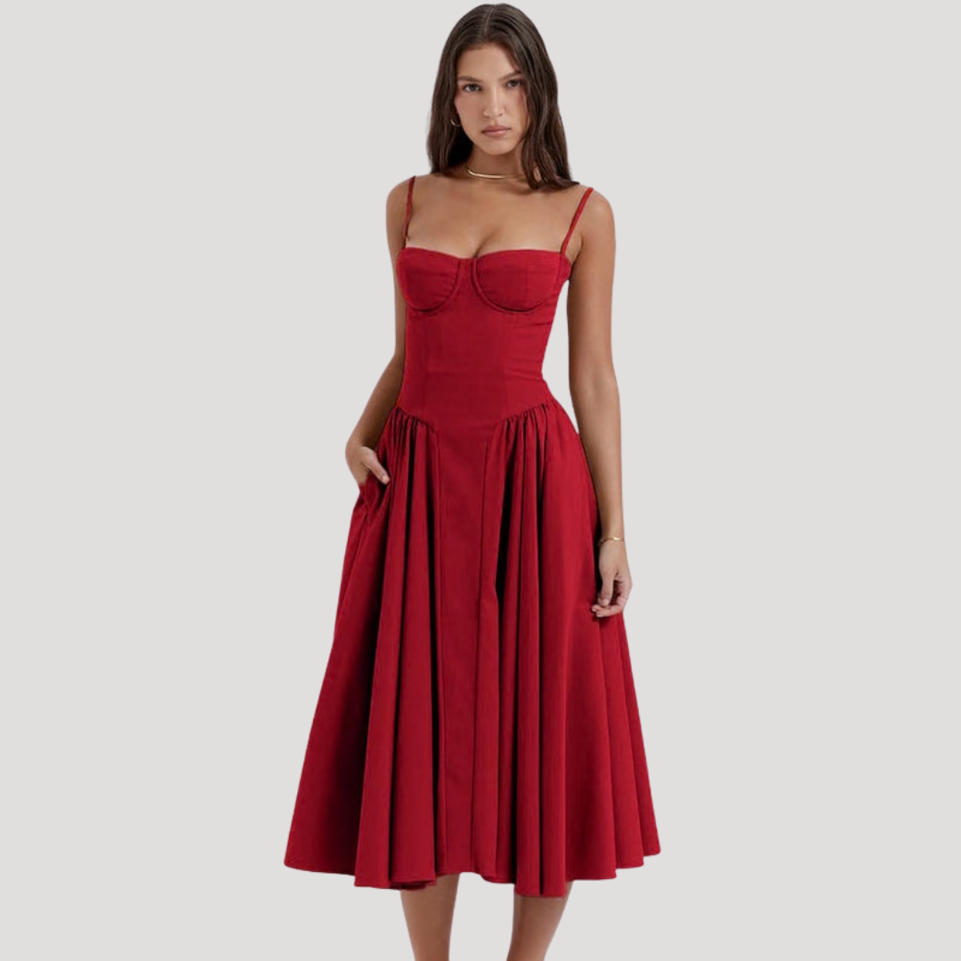 Odalis | Wedding Guest Corset Midi Dress for Women