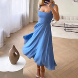 Everly | Wedding Guest Square Neck Midi Dress