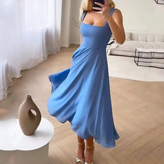 Everly | Wedding Guest Square Neck Midi Dress