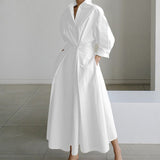 Eleanor | Women's V-Neck Long Sleeve Midi Dress – Weekend Errands