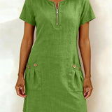 Nolette | Women's A-Line Short-Sleeve Dress with Pockets