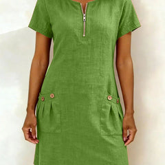 Nolette | Women's A-Line Short-Sleeve Dress with Pockets