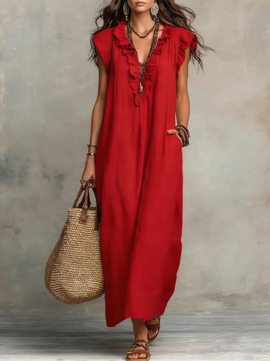 Rémi | Women's Ruffle Detail Flowy Maxi Dress – Weekend Style