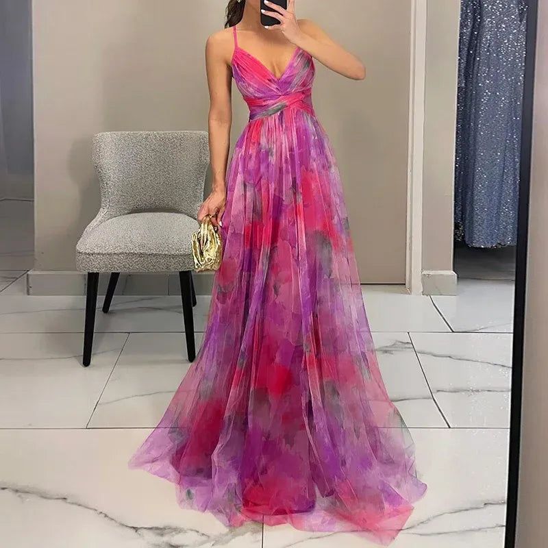 Céleste | Wedding Guest V-Neck Maxi Dress for Women
