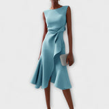 Éveline | Women's Sleeveless Asymmetric Drape Midi Dress