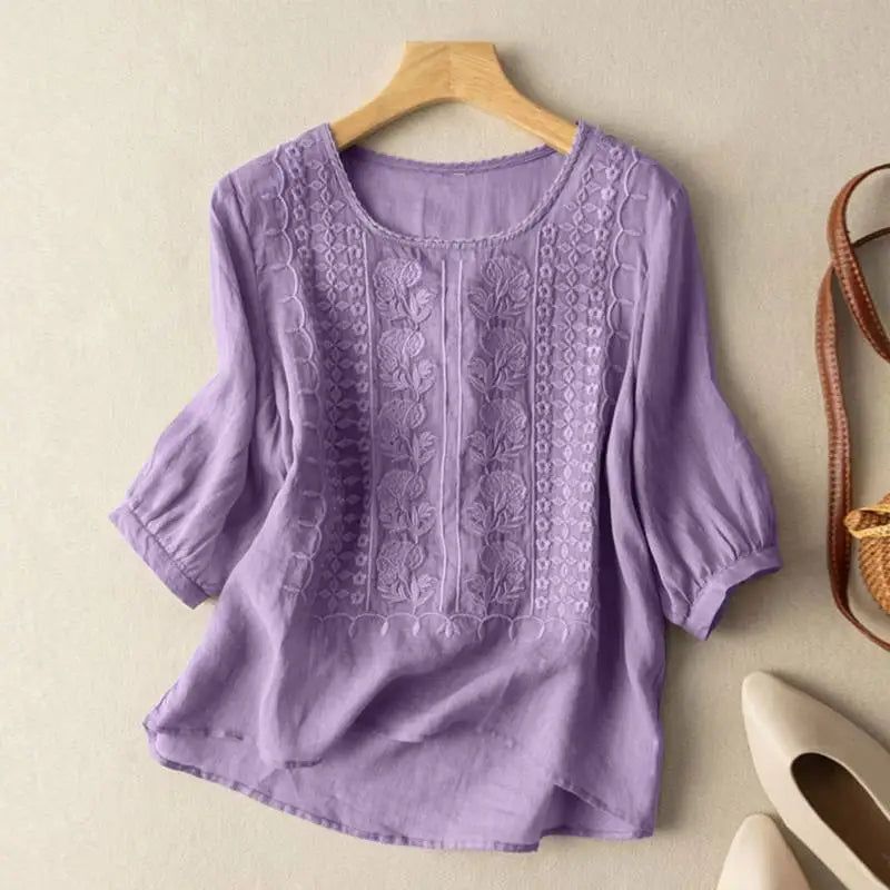 Aurélie | Women's Embroidered Relaxed Blouse