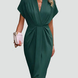 Adalyn | Wedding Guest Wrap Midi Dress with V-Neck for Women