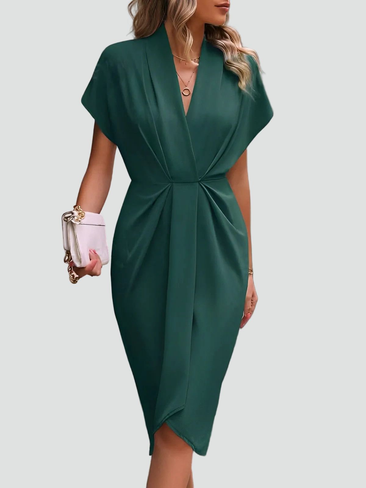 Adalyn | Wedding Guest Wrap Midi Dress with V-Neck for Women
