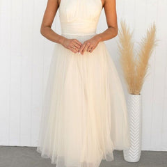 Genevieve | Wedding Guest Halterneck A-Line Midi Dress