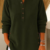 Gabrielle | Women's Ribbed Button-Front Tunic Sweater
