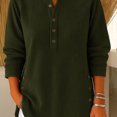 Gabrielle | Women's Ribbed Button-Front Tunic Sweater