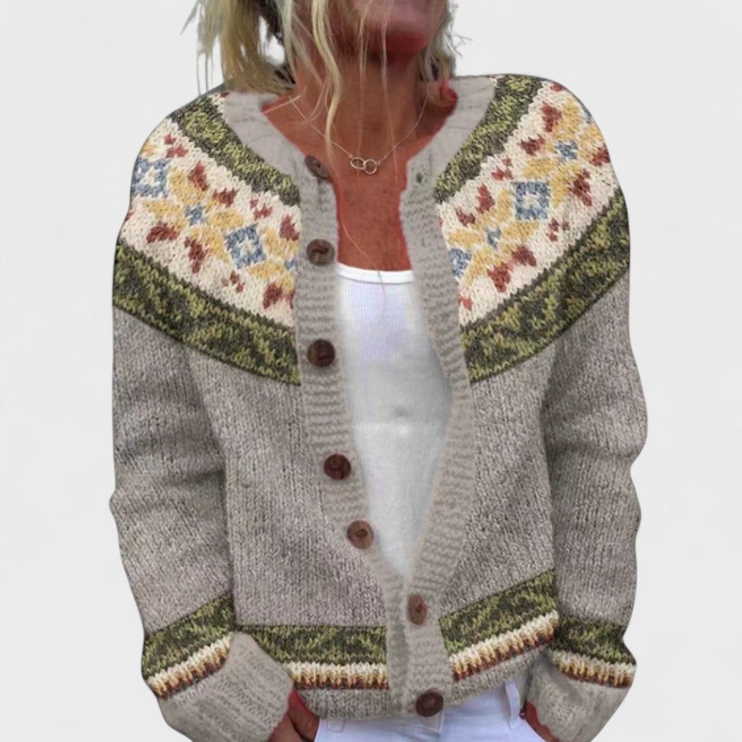 Greta | Women's Relaxed-Fit Patterned Knit Cardigan