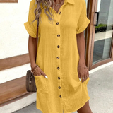 Josephine | Women's Button Front Short Sleeve Shirt Dress
