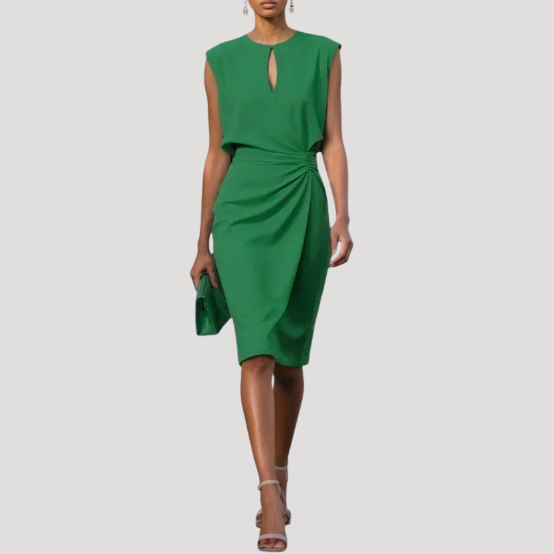Margaux | Wedding Guest Sleeveless Midi Dress with Keyhole Neckline for Women