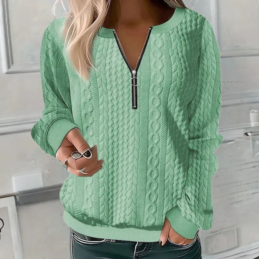 Imara | Women's V-Neck Zip-Detail Sweater