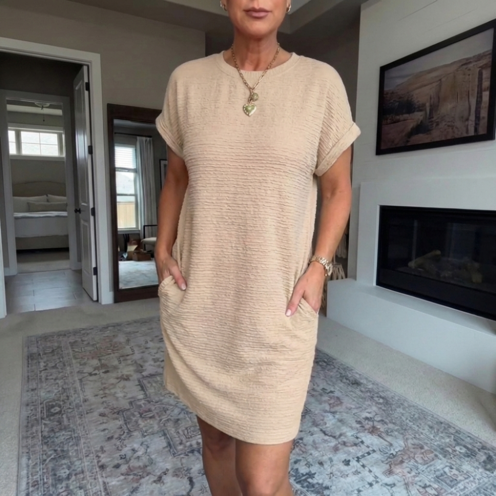 Odalys | Women's Relaxed-Fit Round-Neck Midi Dress